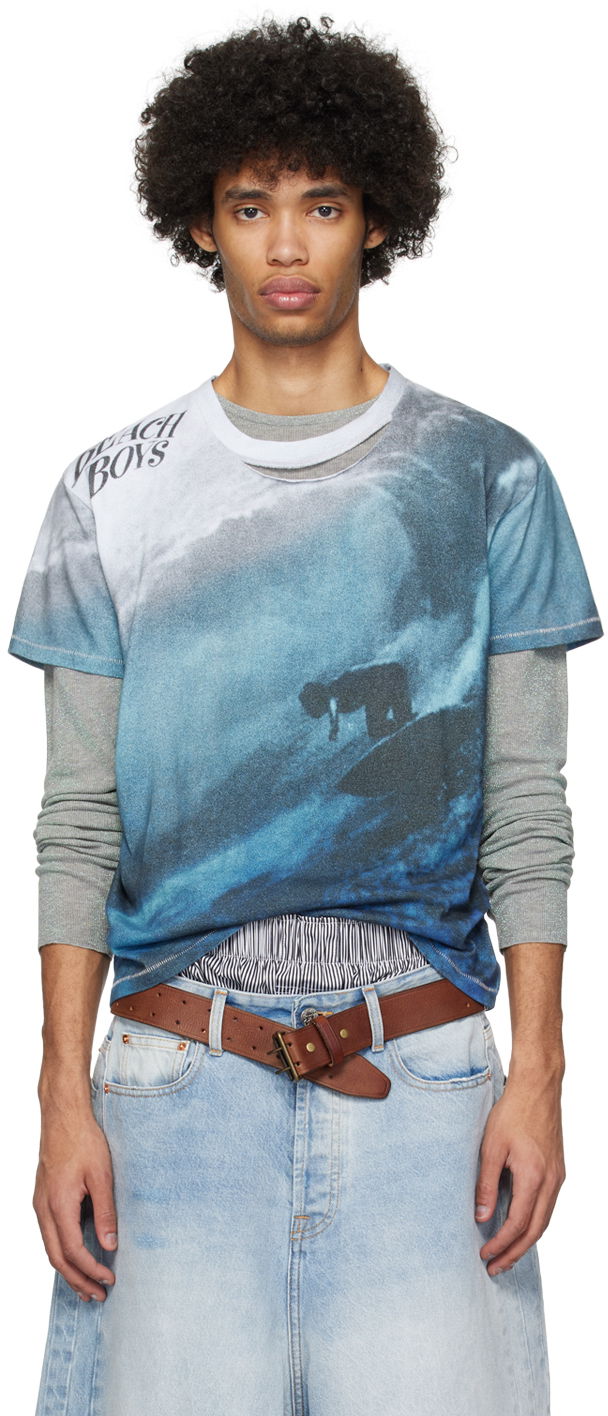 Majica kratkih rukava ERL ERL Beach Boys Graphic T-Shirt Plava | ERL08T011