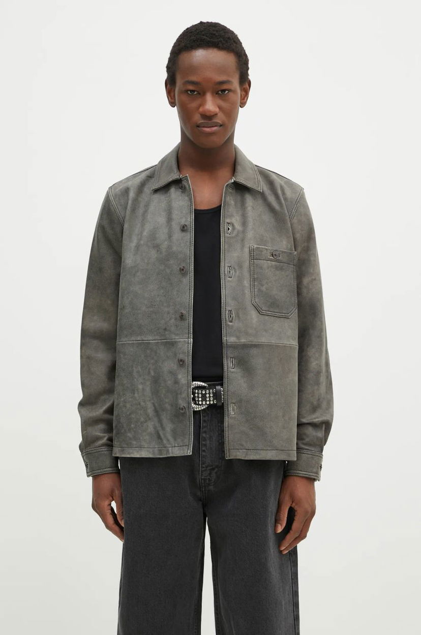 Košulja Samsoe Samsoe Samsoe Samsoe Saruffo X C Leather Shirt Jacket Siva | M24400053