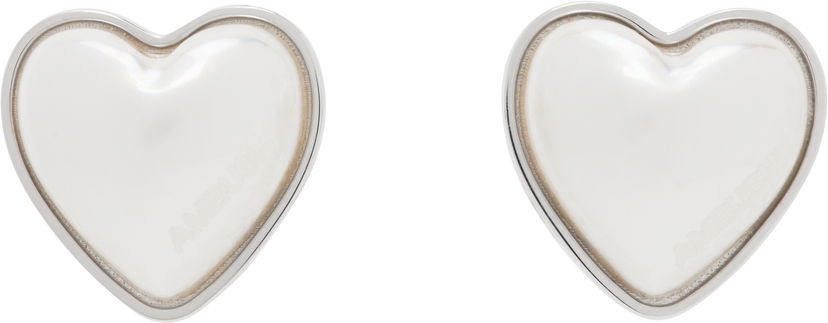 Naušnice Ambush AMBUSH Faux Pearl Heart Stud Earrings Bijela | 12115240