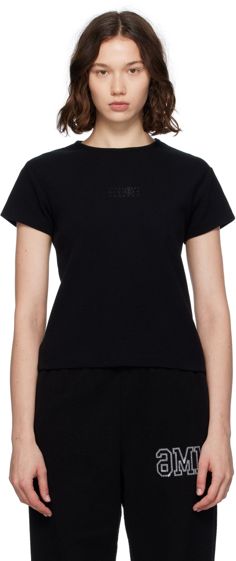 Majica kratkih rukava Maison Margiela MM6 Maison Margiela Ribbed T-Shirt Crna | S52GC0357 M20122