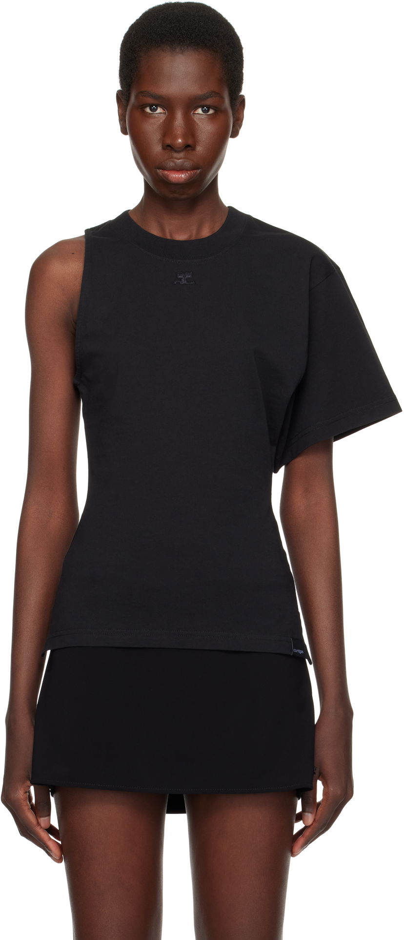 Majica bez rukava Courrèges Courrèges Scuba One-Sleeve T-Shirt Crna | 225JTS201JS0107