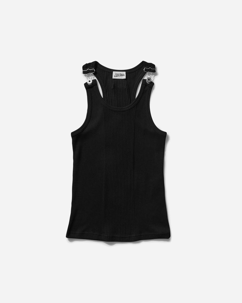 Majica bez rukava Jean Paul Gaultier Patch Detail Ribbed Tank Top Crna | 24-25-U-DB023-J054 00
