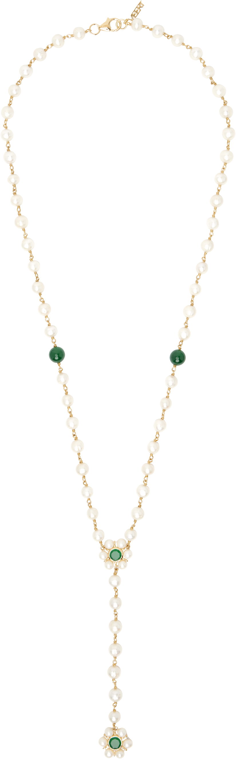 Ogrlica VEERT 'The Macro Flower Pearl Rosary' Necklace Metalik | JLG0012-YG