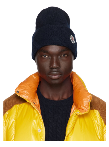 Kapica Moncler Patch Beanie Tamnoplava | I20913B00035M1115