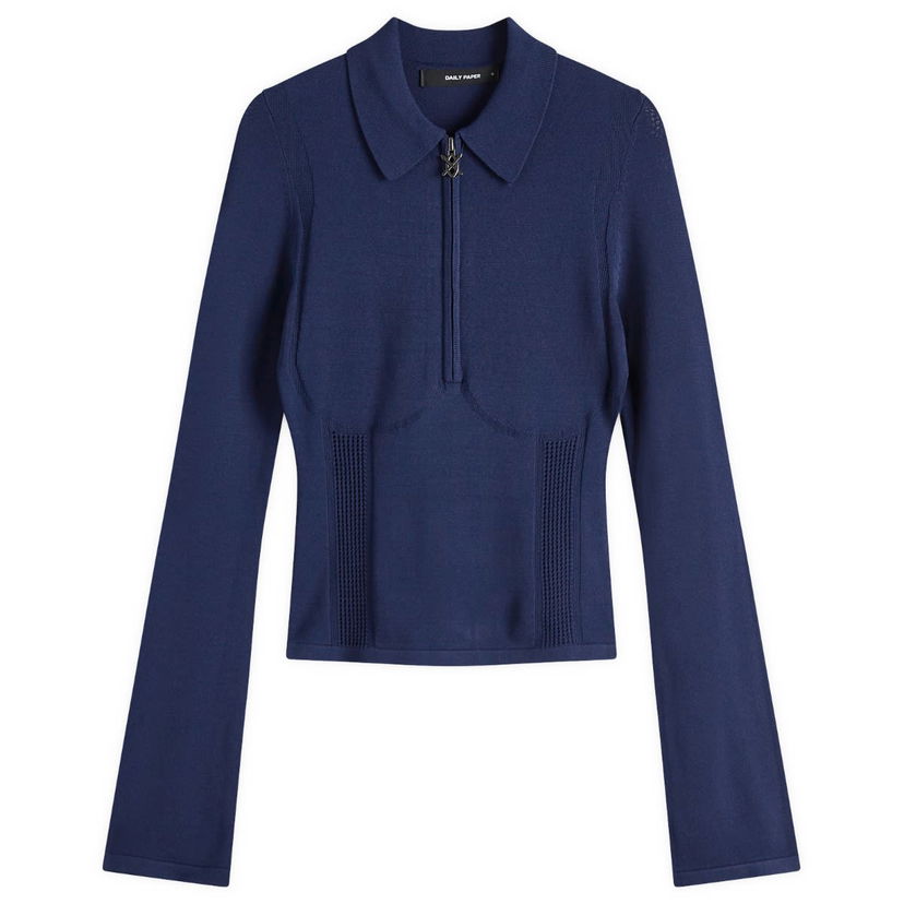 Džemper DAILY PAPER Daily Paper Women's Knit Zip Polo Tamnoplava | 2511087