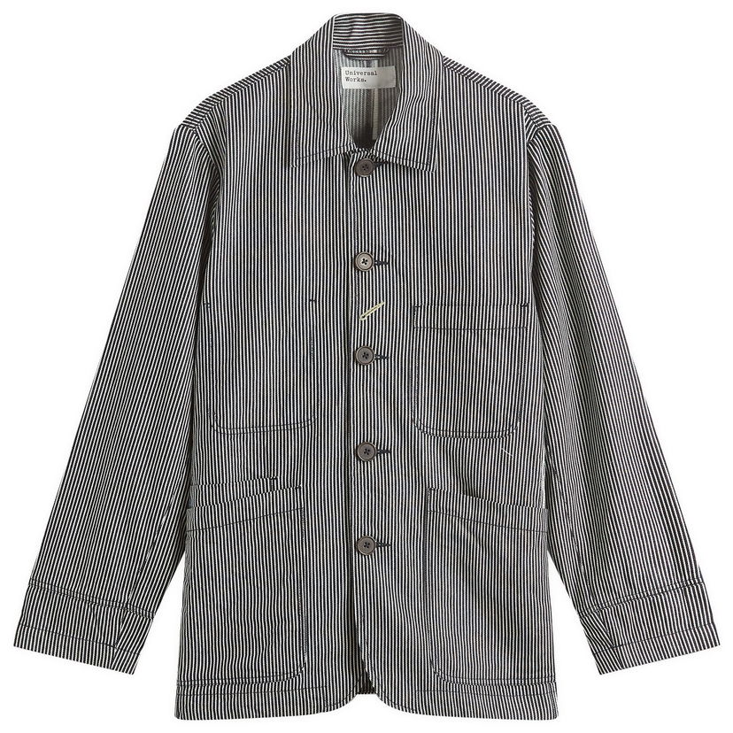 Jakna Universal Works Hickory Stripe Original Bakers Jacket, Size Large Tamnoplava | P32007-IND