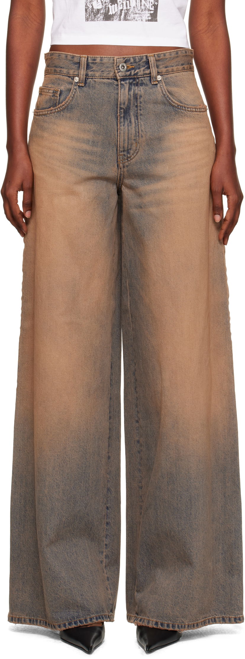 Jeans We11done We11done Wide Leg Jeans Smeđa | WD-DP2-25-339-W-BG
