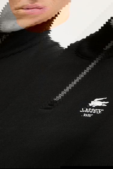 Dukserice Lacoste Cotton Half-Zip Sweatshirt with Paris Logo Print Crna | SH2735, 9