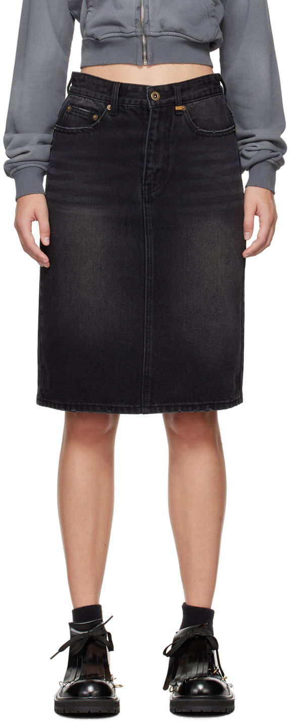 Suknja We11done We11done Washed Denim Midi Skirt Crna | WD-DS2-24-372-W-BK
