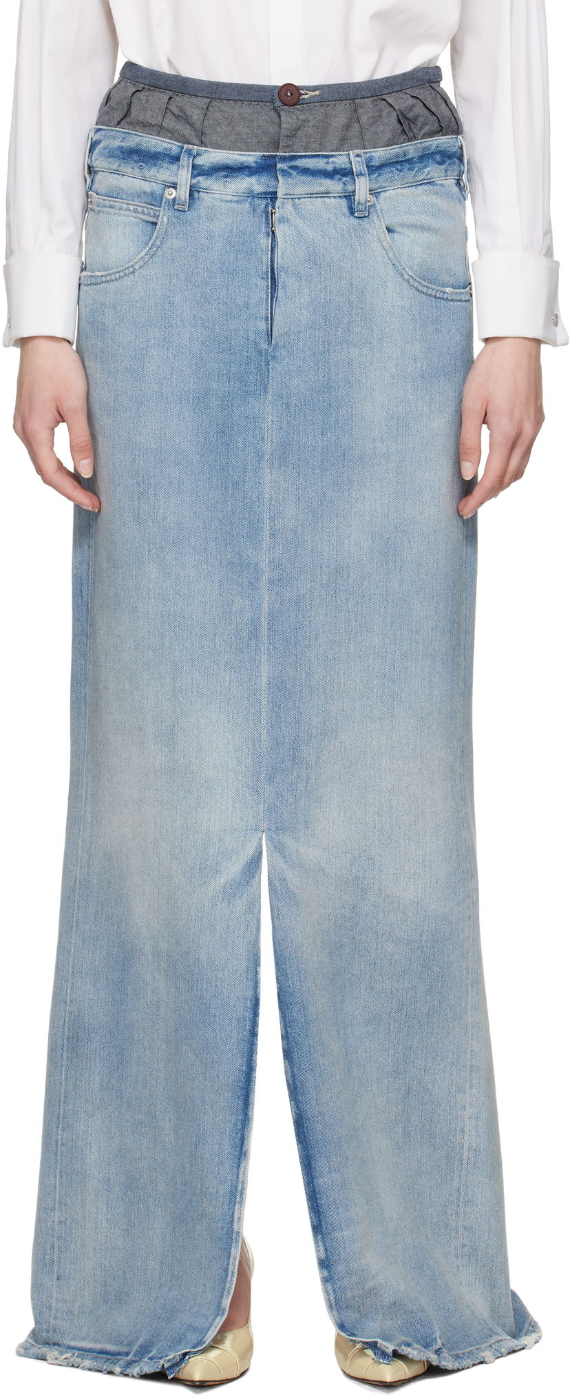 Suknja Maison Margiela Maison Margiela Blue 'Anonymity Of The Lining' Denim Maxi Skirt Plava | S51MI0006 S30383