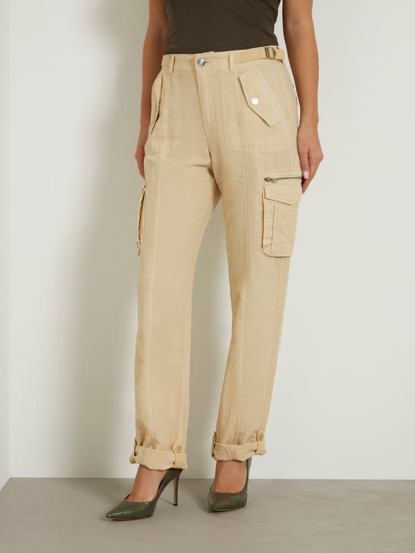 Cargo hlače GUESS Mid Rise Cargo Pant Bež | W4GA0AWG8N0, 0
