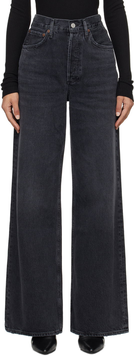 Jeans AGOLDE High Rise Wide Leg Jeans Crna | A198-1157