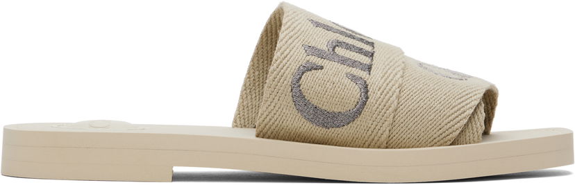 Njega cipela CHLOÉ Chloé Woody Logo Slides Bež | CHC25S188QT