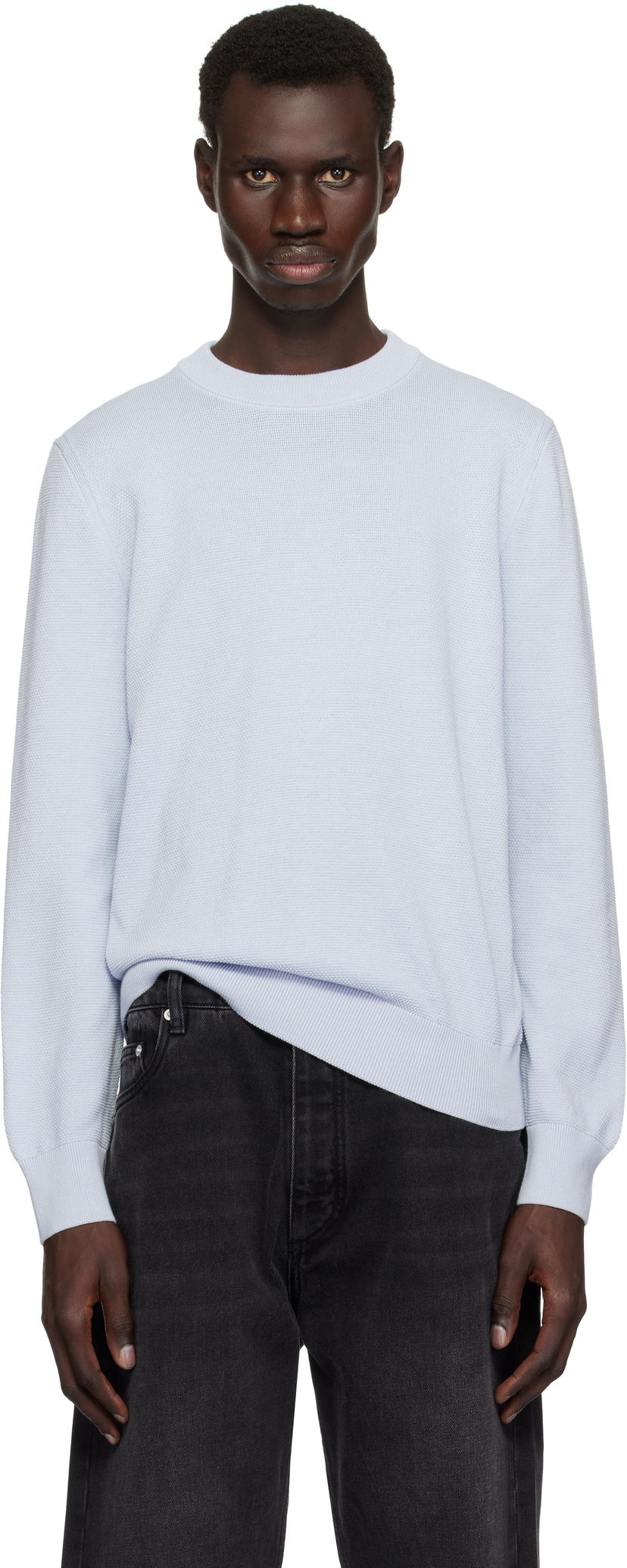 Džemper BOSS BOSS Micro-Structured Cotton Sweater Plava | 50506022