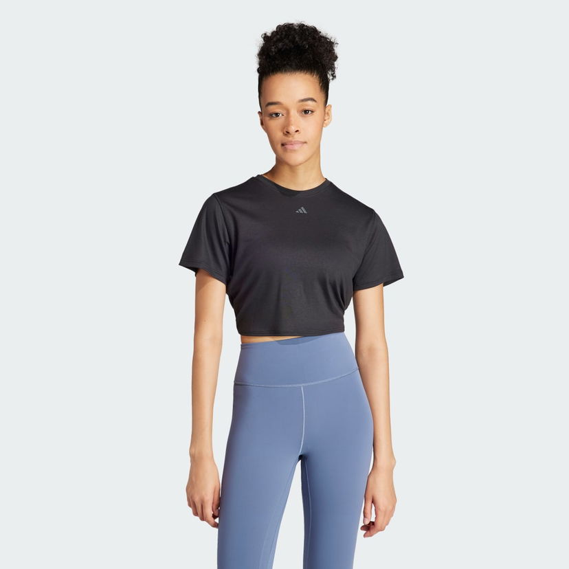 Majica kratkih rukava adidas Performance Yoga Studio Wrapped Tee Crna | IS2988