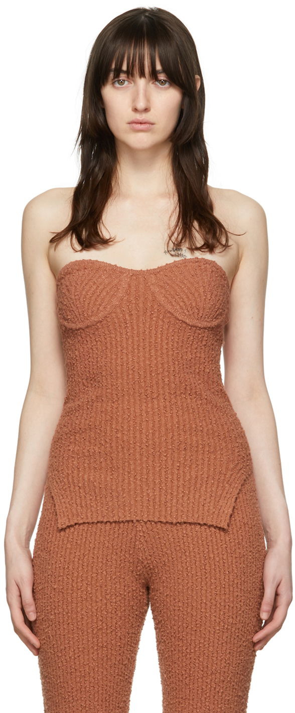 Majica bez rukava Helmut Lang Exclusive Textured Knit Camisole Narančasta | L04HW706