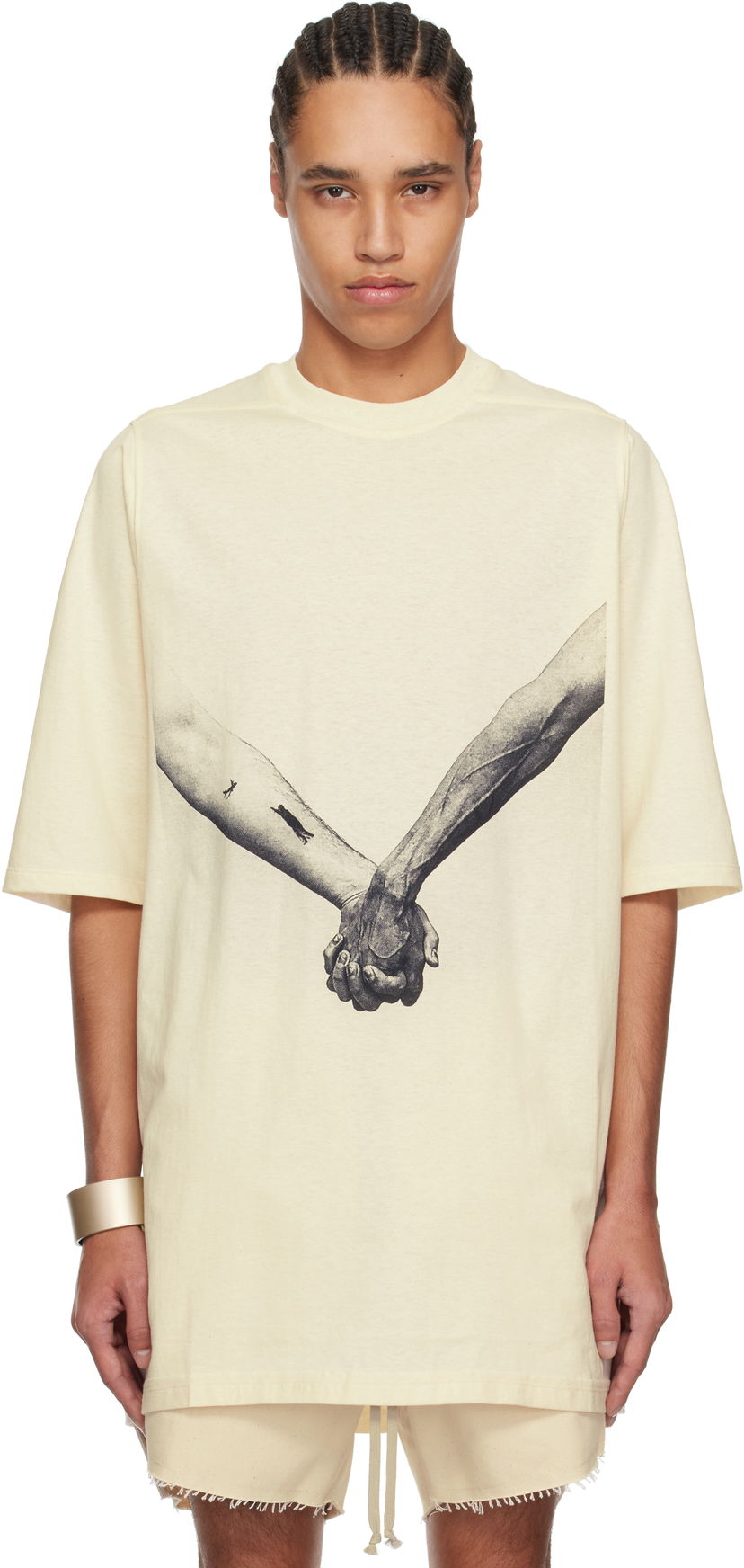 Majica kratkih rukava Rick Owens Rick Owens Hollywood Jumbo T-Shirt Bež | RR01E5238 JNCP3