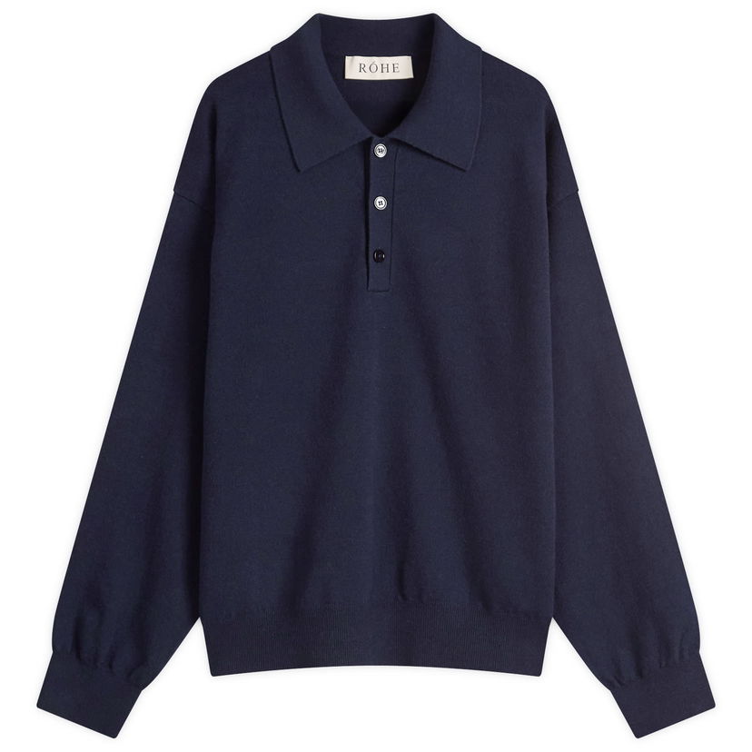 Džemper Róhe Rohe Knitted Long Sleeve Polo Tamnoplava | 314-23-413