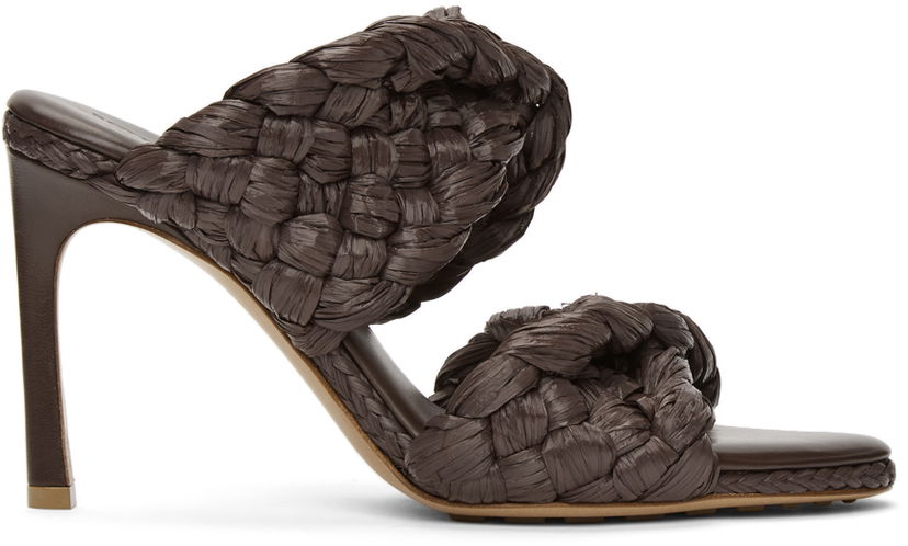 Tenisice i cipele Bottega Veneta Bottega Veneta 'The Curve' Raffia Heeled Sandals Smeđa | 651398 V0GM0