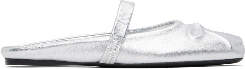Odjeća Marni Marni Leather Little Bow Sabot Slippers Metalik | SBMS010400 PR695