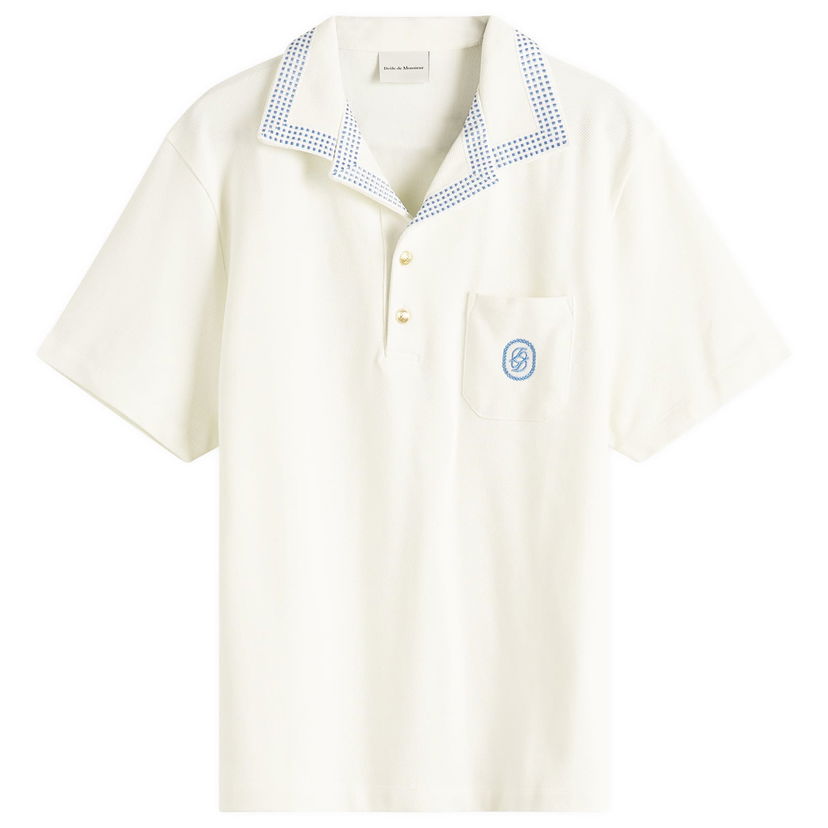 Polo majica Drôle de Monsieur Checkerboard Pique Polo Shirt, Size Large Bijela | G-PL144-CO162-OW