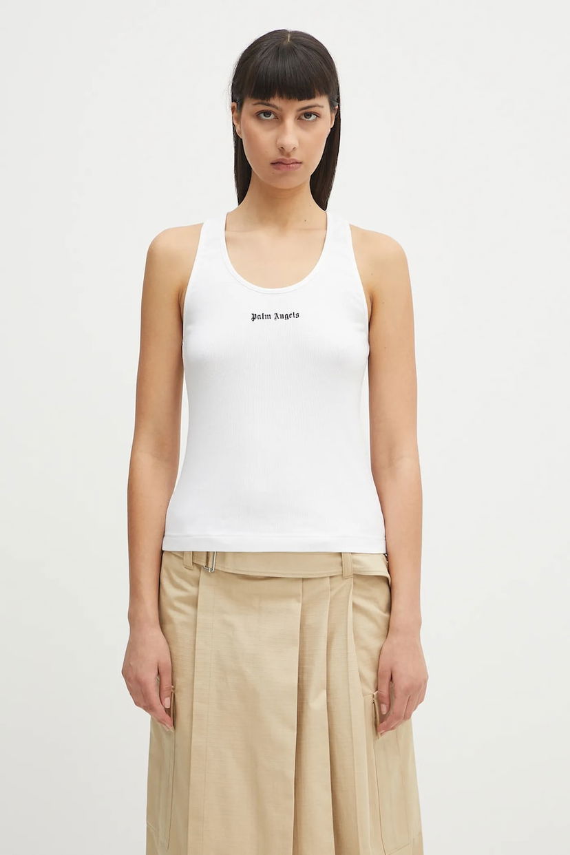 Majica bez rukava Palm Angels Palm Angels Classic Logo Rib Tank Top Bijela | PWAC020C99FAB0010110