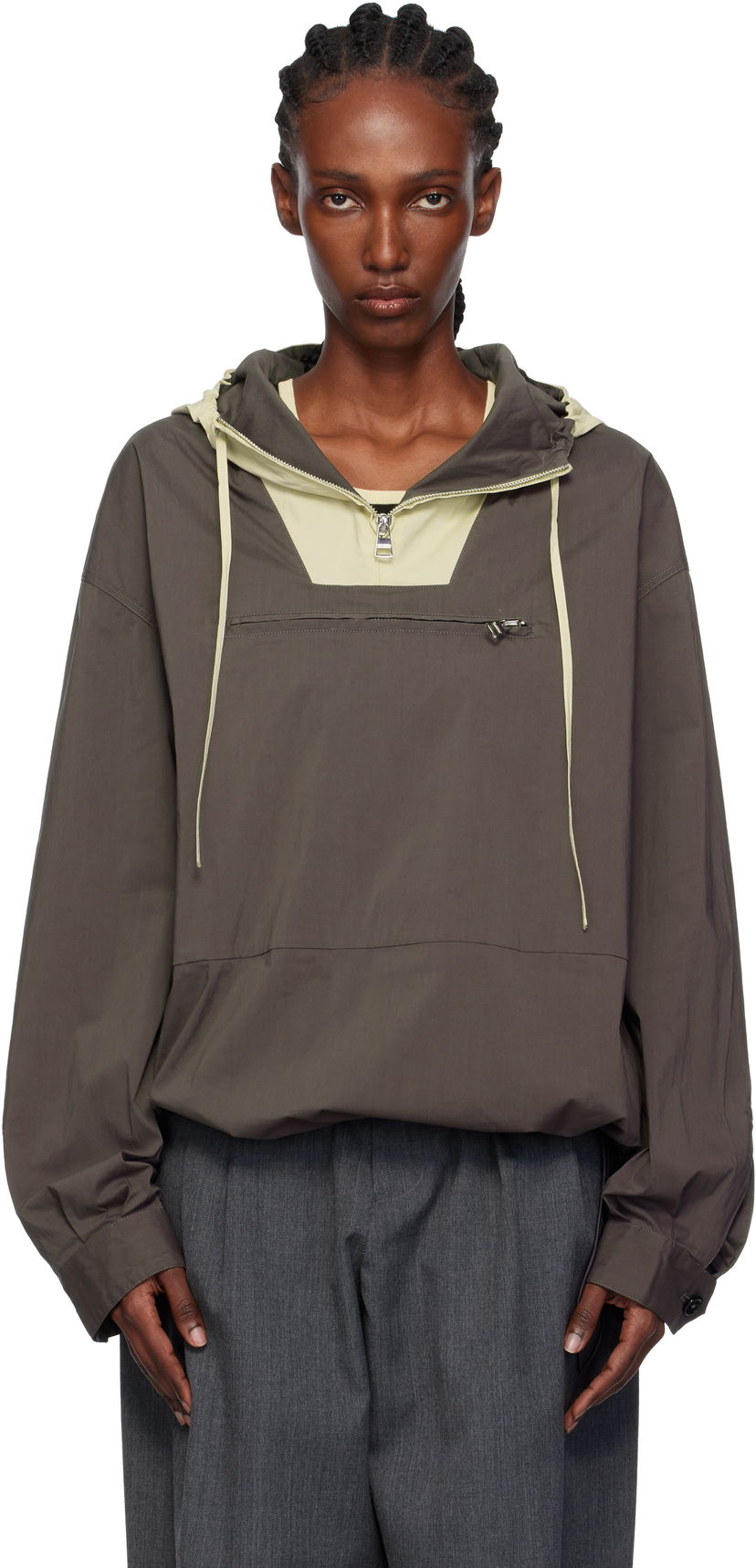 Vjetrovka JW Anderson JW Anderson Contrast Hood Anorak Smeđa | JK0415-PG1838