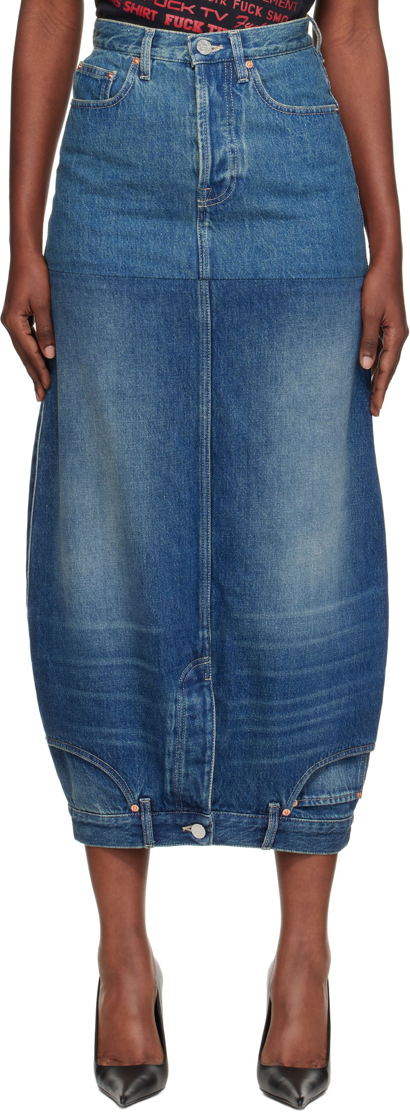 Suknja VETEMENTS Vetements Double Denim Midi Skirt Plava | WH76DK880VBBG