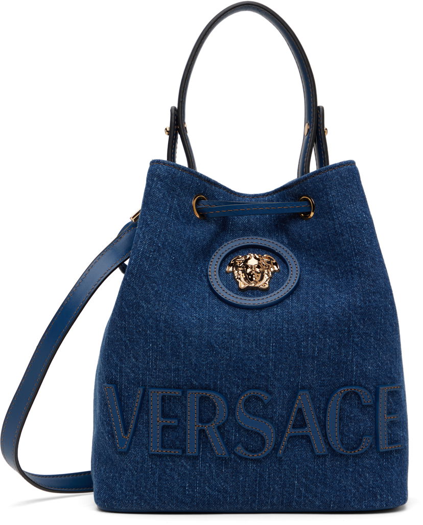 Ručna torbica Versace Versace 'La Medusa' Denim Bucket Bag Plava | 1018297_1A04287_1UC7V