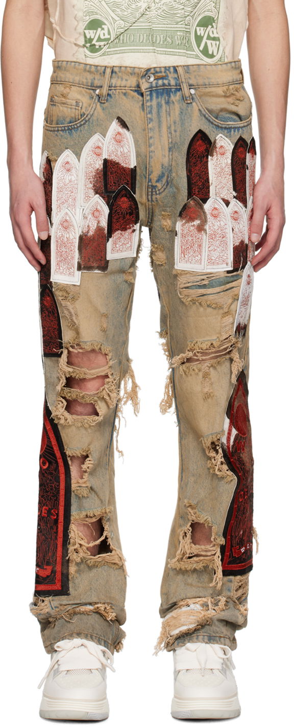 Jeans Who Decides War Sangre Patch Distressed Jeans Višebojno | 1120930030SS24