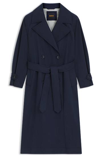 Trenčkot BOSS BOSS Peached Fabric Trench Coat Tamnoplava | 50543216