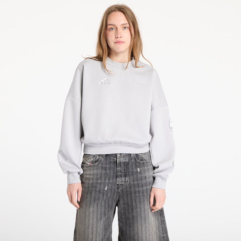 Dukserice adidas Performance Mercedes Cropped Sweatshirt Siva | JW3480