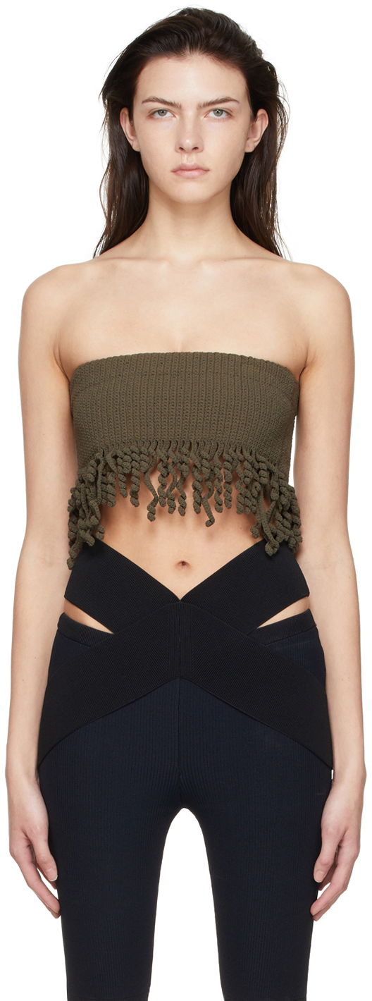 Majica bez rukava Dion Lee Dion Lee Cotton Fringe Bandeau Zelena | A7572S22