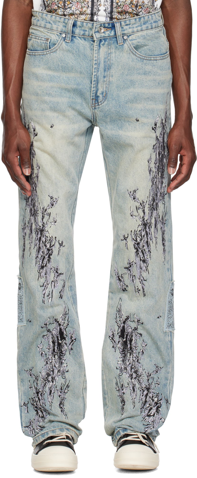 Jeans Who Decides War Who Decides War Scratched Denim Jeans Plava | 1120990009SS25