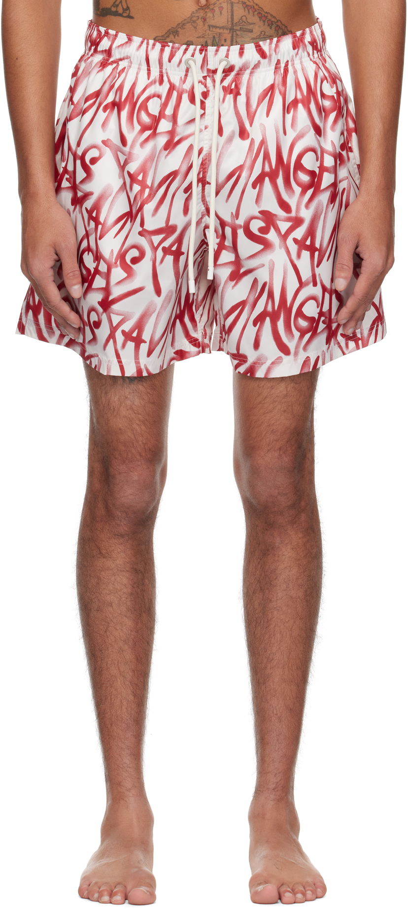 Kupaći kostimi Palm Angels Palm Angels Graffiti Print Swim Shorts Bijela | PMFD012S25FAB0010325