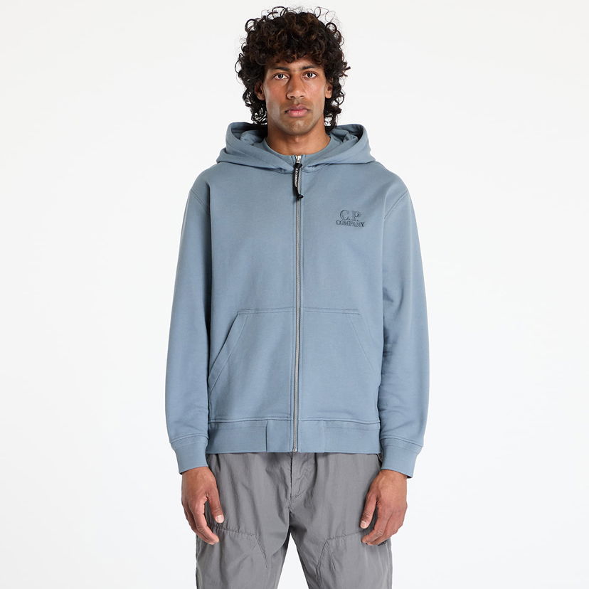 Dukserice C.P. Company C.P. Company Diagonal Raised Fleece Full Zip Hoodie Plava | 18CMSS044A005086W-872