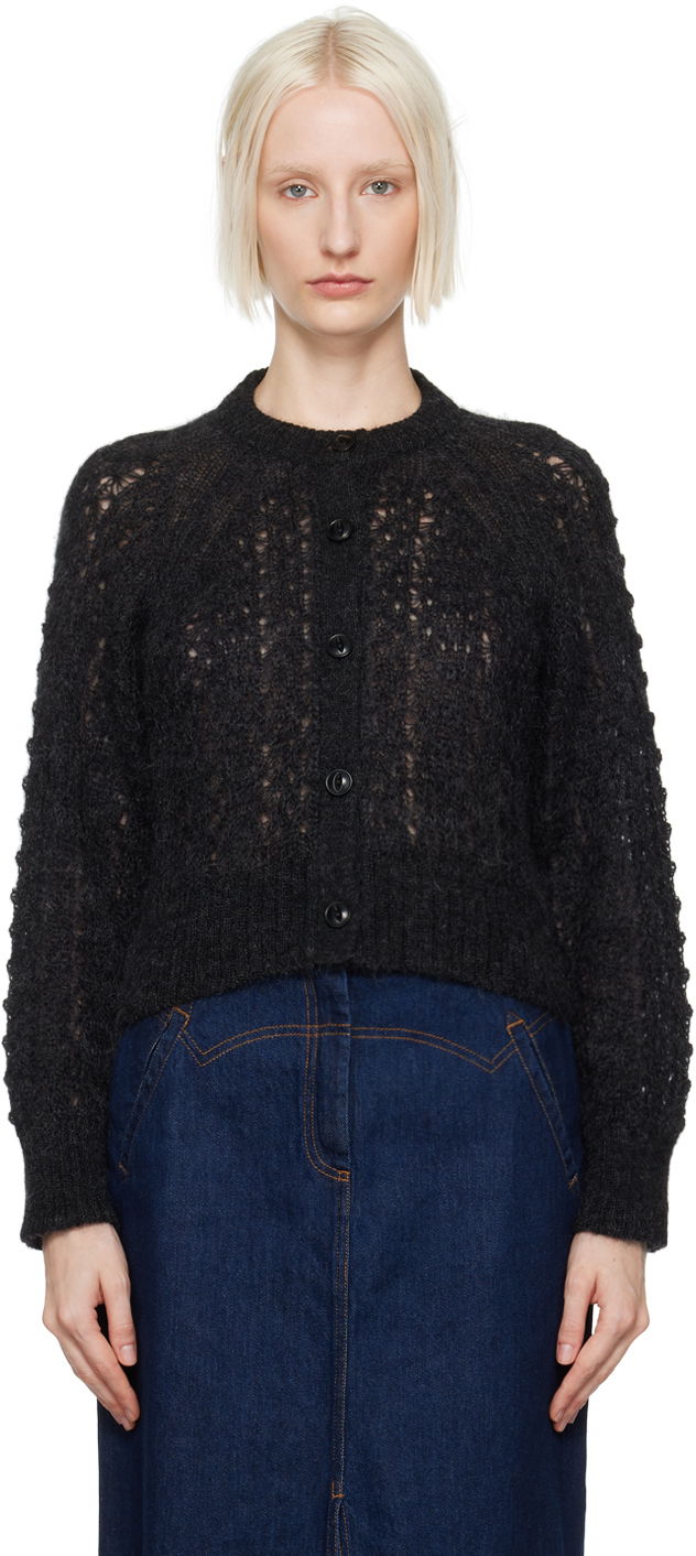 Džemper YMC YMC Foxtail Knit Cardigan Crna | Q8XAL