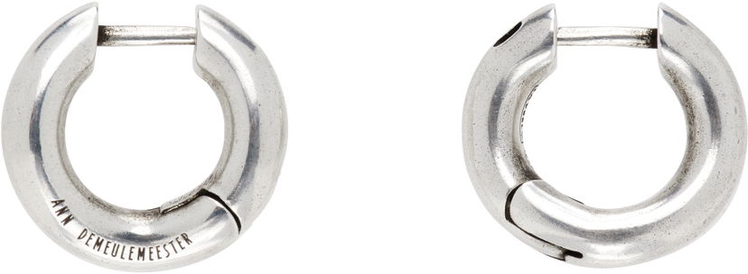 Naušnice Ann Demeulemeester Ann Demeulemeester Mariela Anatomic Silver Loop Earrings Metalik | 2520-W-JE07-JW020-070