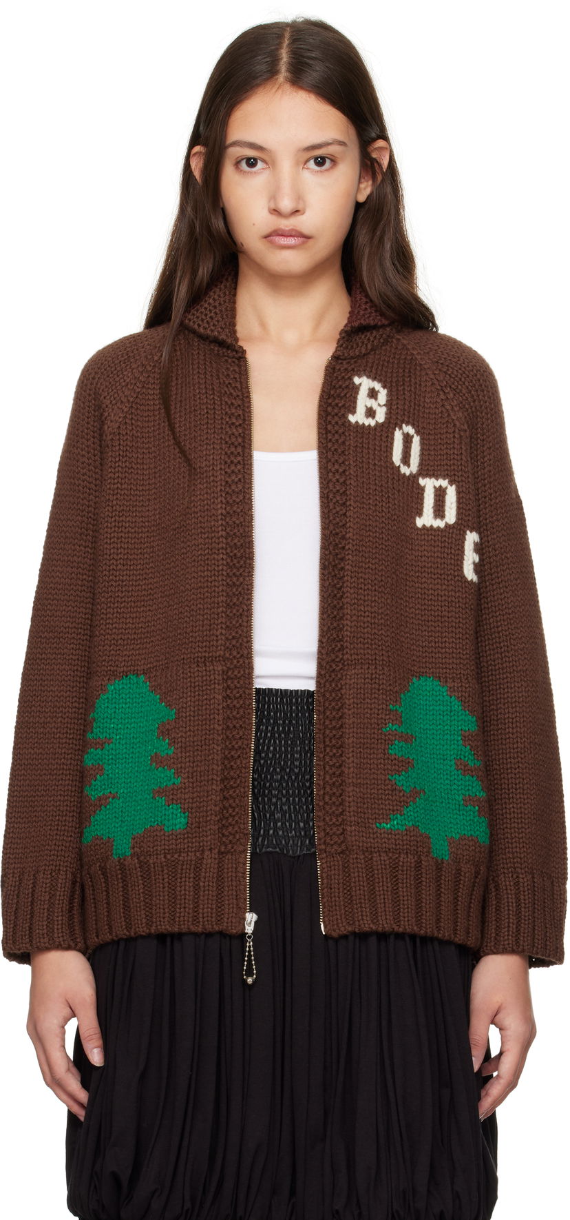Džemper Bode Fir Shawl Collar Cardigan Smeđa | MRF24KT010