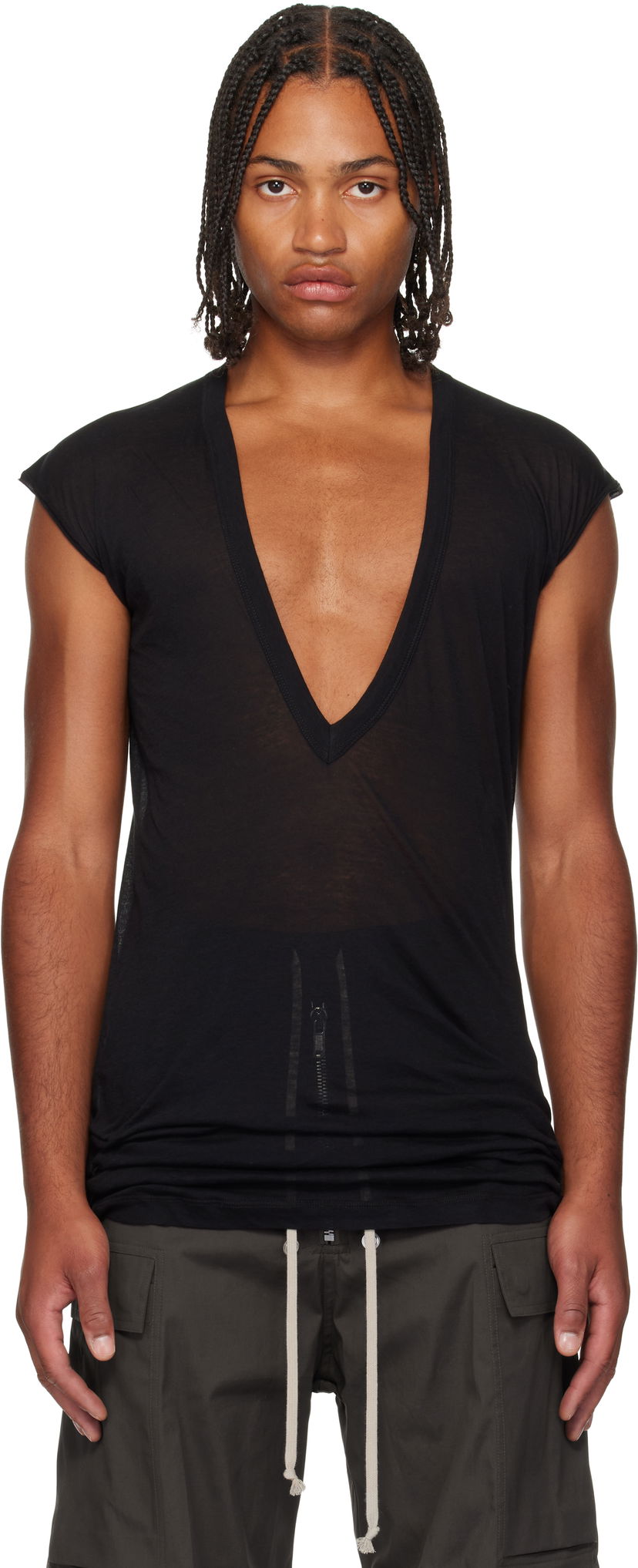 Majica kratkih rukava Rick Owens Rick Owens Concordians Dylan Deep V-Neck T-Shirt Crna | RU02E1157 UC