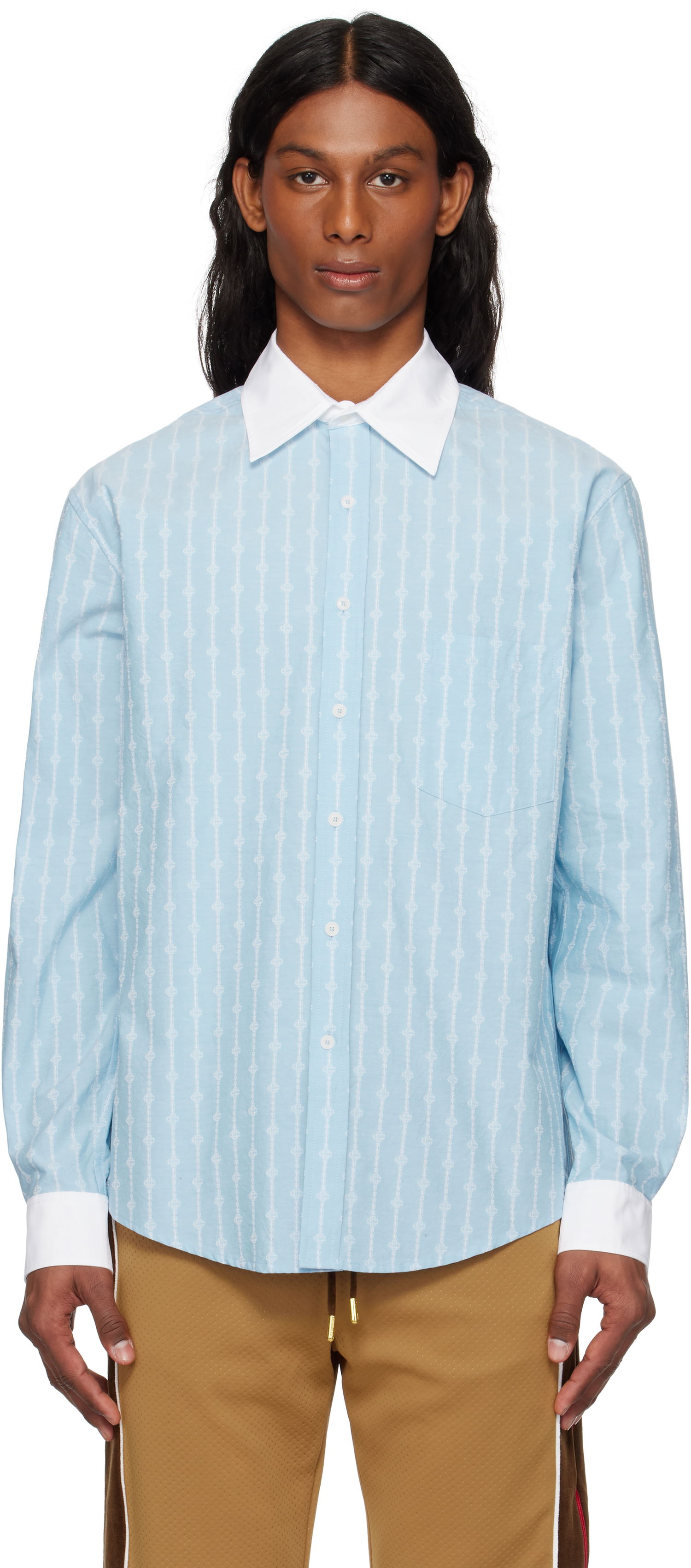 Košulja Casablanca Casablanca Laurel Stripe Jacquard Shirt Plava | MS25-SH-175-01, 0