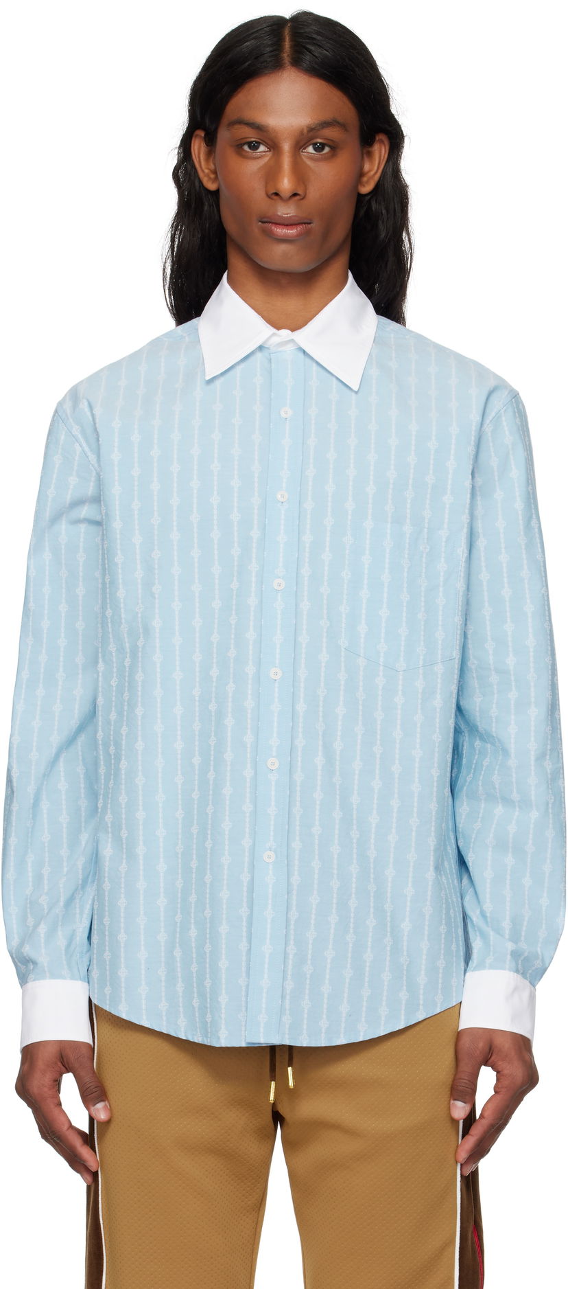 Košulja Casablanca Casablanca Laurel Stripe Jacquard Shirt Plava | MS25-SH-175-01