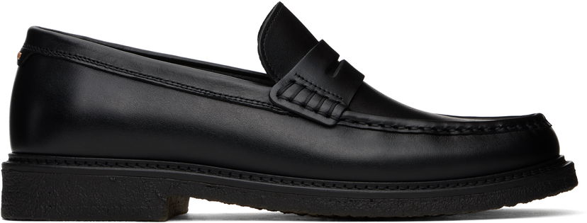 Tenisice i cipele BOSS BOSS Polished-Leather Loafers Crna | 50536230