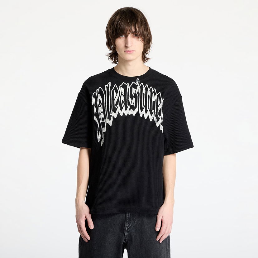 Majica kratkih rukava Pleasures PLEASURES Twitch Waffle T-Shirt Crna | P25SP024 BLACK