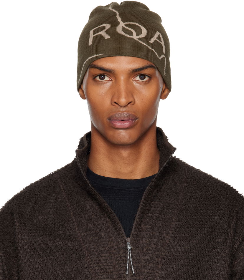 Kapica ROA Logo Beanie Zelena | RBUW288YA12