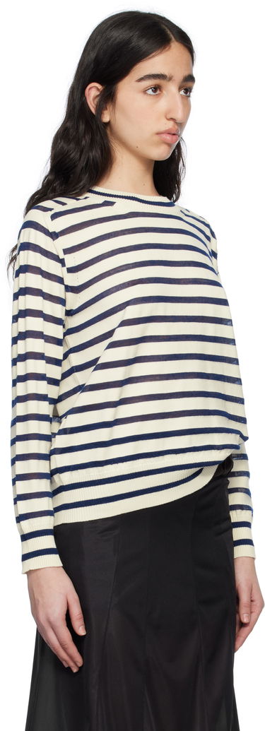 Džemper Comme des Garçons Comme Des Garçons Horizontal Stripe Cotton Sweater Bijela | TO-N007-S25, 1