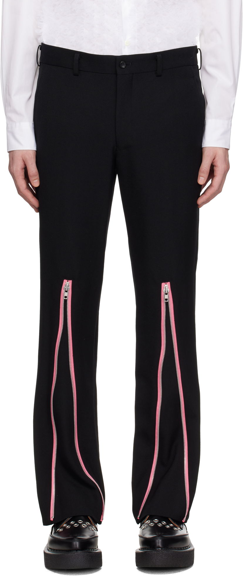 Hlače Comme des Garçons Homme Plus Gabardine Zip Trousers Crna | PO-P048-051
