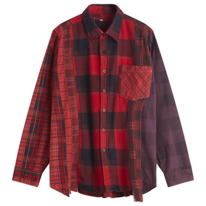 Košulja Needles 7 Cuts Wide Over Dyed Flannel Shirt, Size Large Crvena | QV400-A