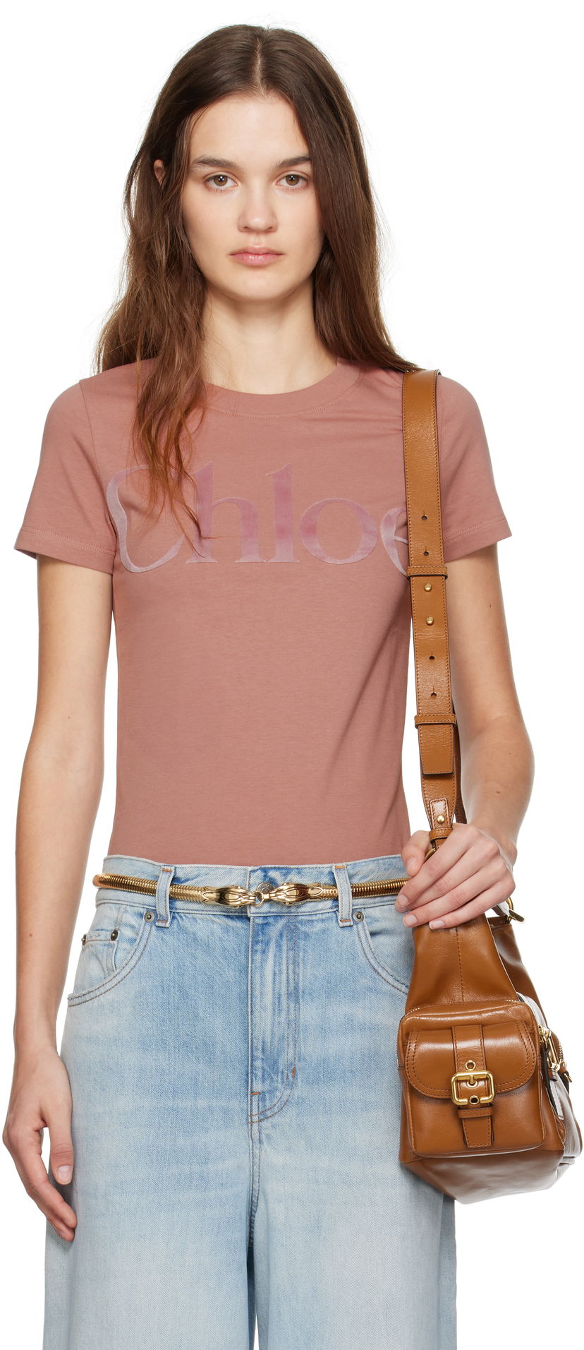 Majica kratkih rukava CHLOÉ Fitted T-shirt Ružičasta | CH24WJH03184
