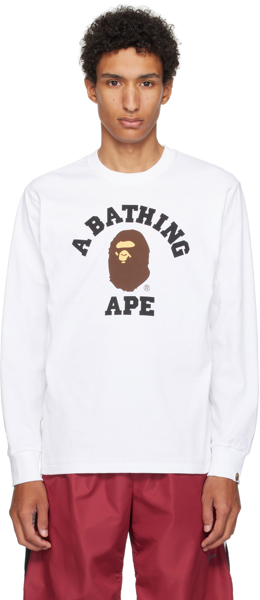 Majica kratkih rukava BAPE A Bathing Ape College Long Sleeve T-Shirt Bijela | 001LTL301013M
